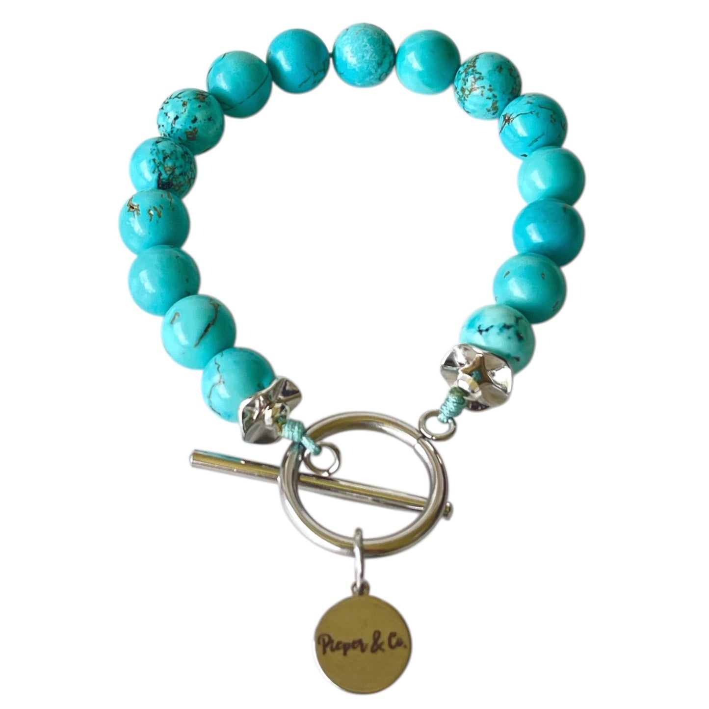 Turquoise beads bracelet gold plated or silver stainless steel
