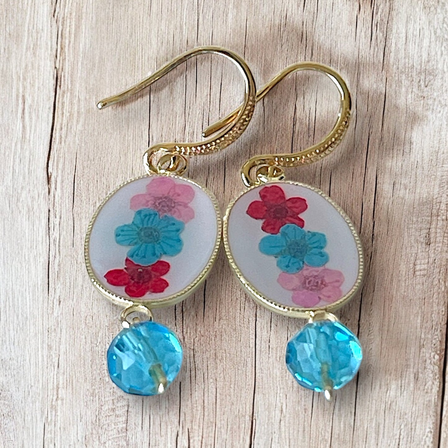 Hoop floral earrings gold plated stainless steel - available in 3 colors