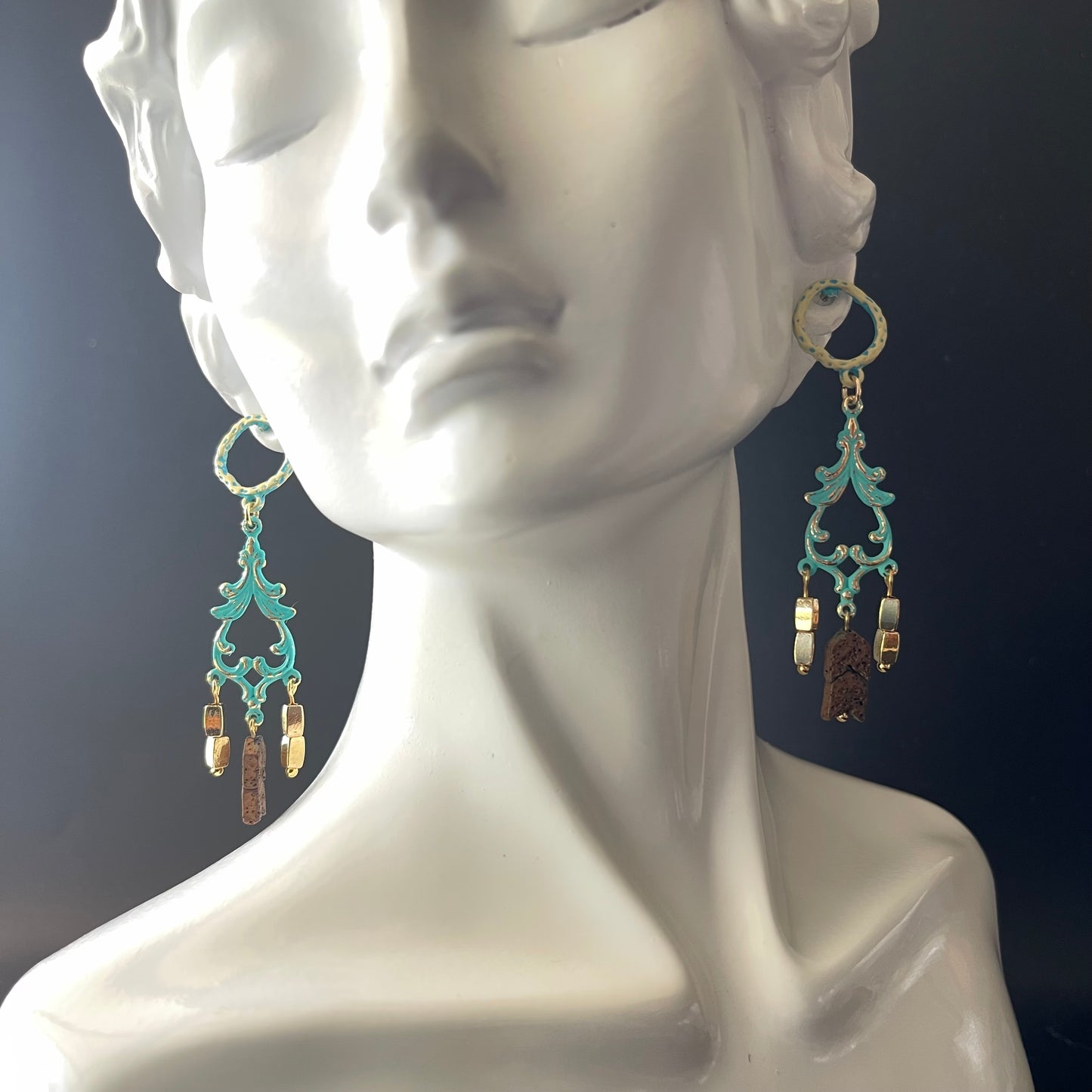 Chandelier Earrings in Teal