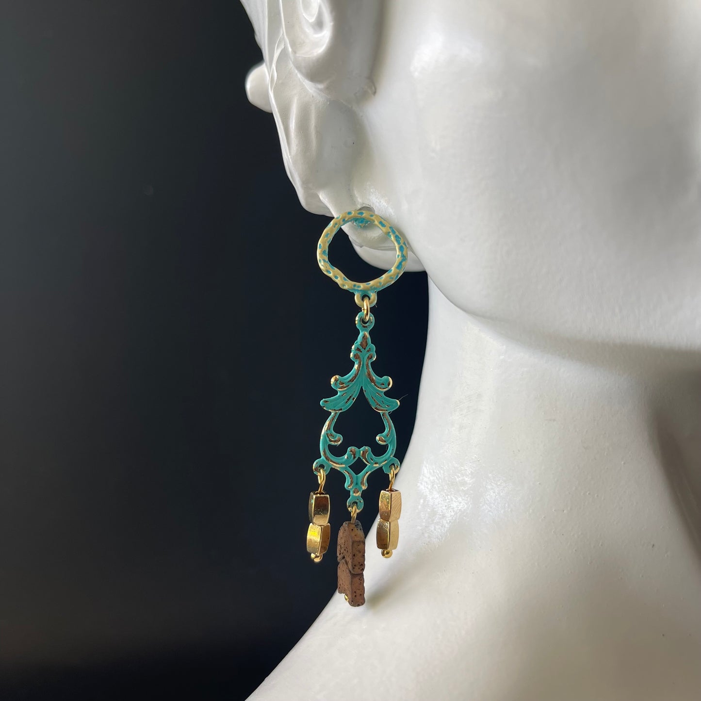 Chandelier Earrings in Teal