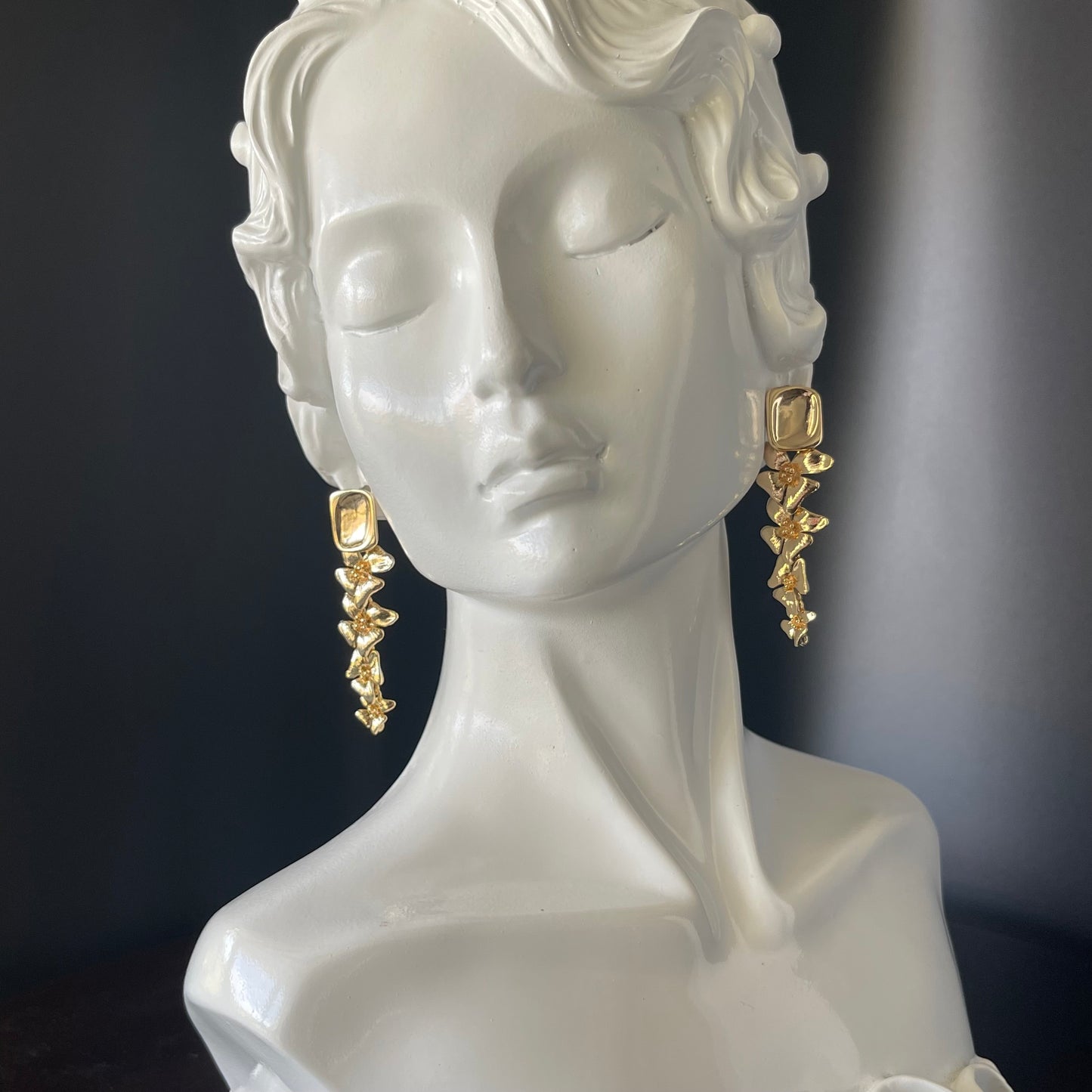 18K Gold Plated Copper Flower Shape Earrings