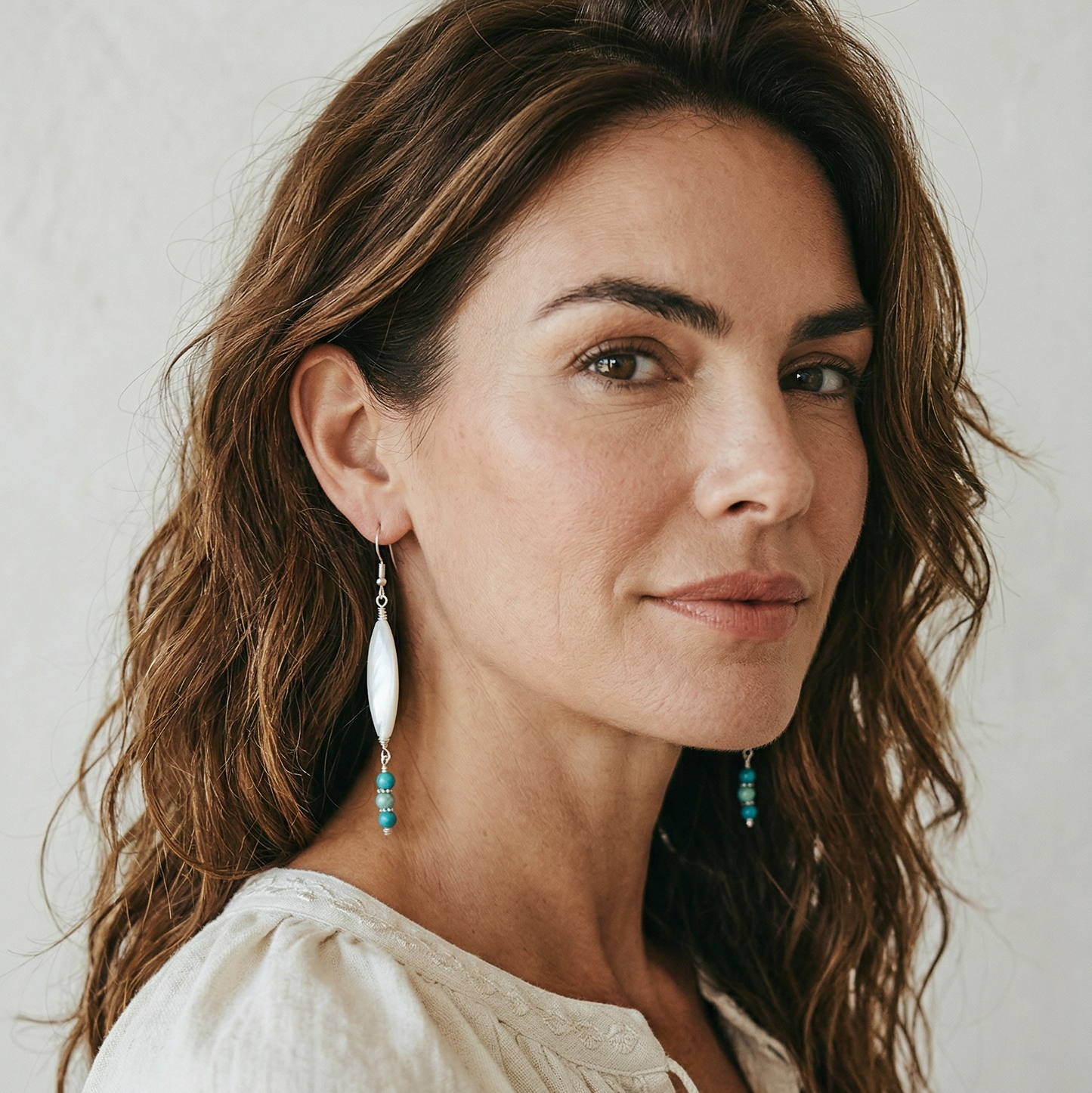 Dangle Boho Style Earrings in Silver, Blue and Turquoise Beads