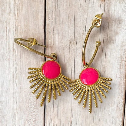 Sunray gold plated Stainless Steel earrings in various color option