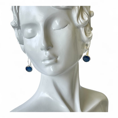 Black accent leverback closure silver earrings