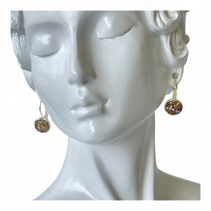 Gold accent leverback closure silver earrings