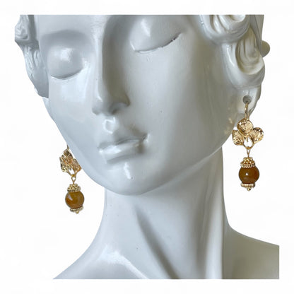 Gold with Brown bead earrings