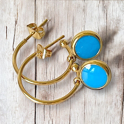 Simple hoop earrings silver/gold plated stainless steel - available in Navy Blue, Green, Light Blue