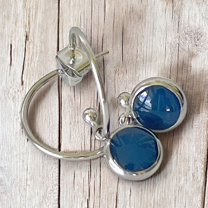 Simple hoop earrings silver/gold plated stainless steel - available in Navy Blue, Green, Light Blue