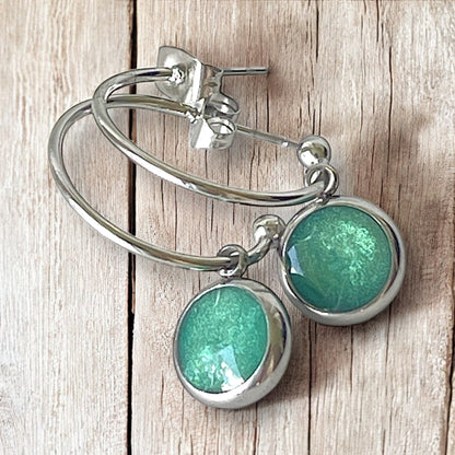 Simple hoop earrings silver/gold plated stainless steel - available in Navy Blue, Green, Light Blue