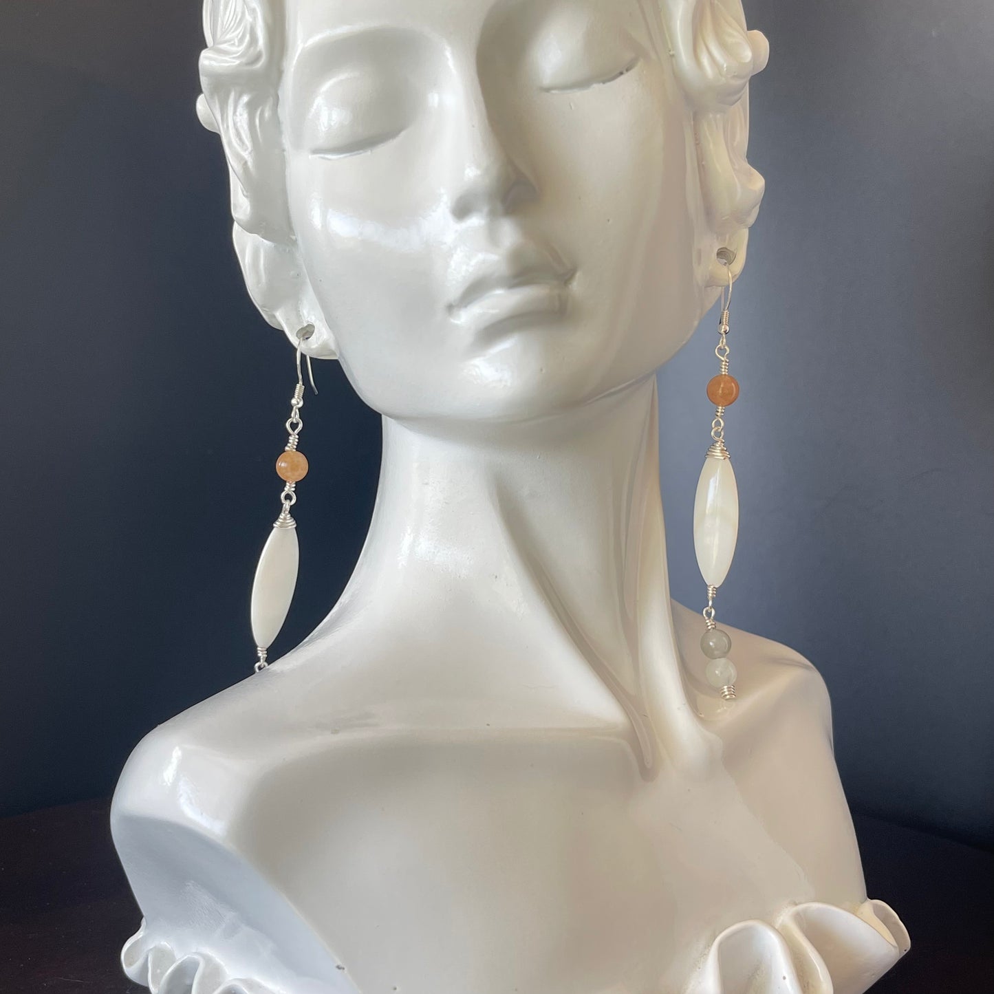 Dangle Boho Style Earrings in Silver mixed color Beads