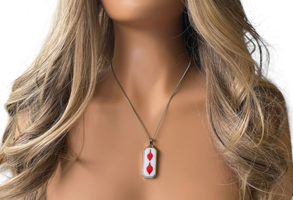 Resin encasing a pressed flower petal pendant necklace - Silver Stainless Steel, Pink petal