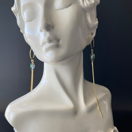 Dangle Earrings in Gold with Turquoise Beads