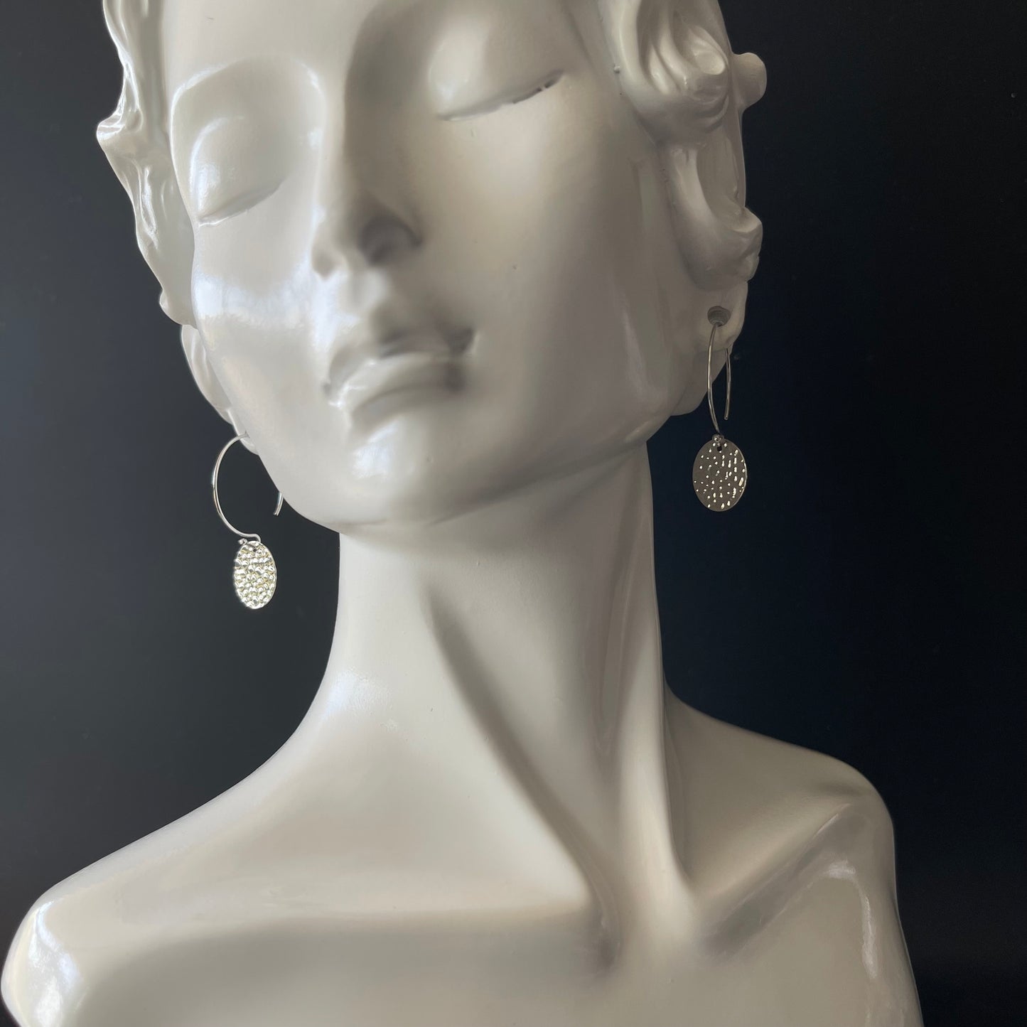 Drop Earrings Silver Disc