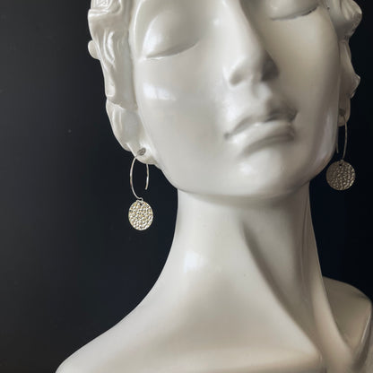 Drop Earrings Silver Disc