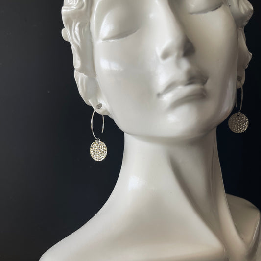 Drop Earrings Silver Disc