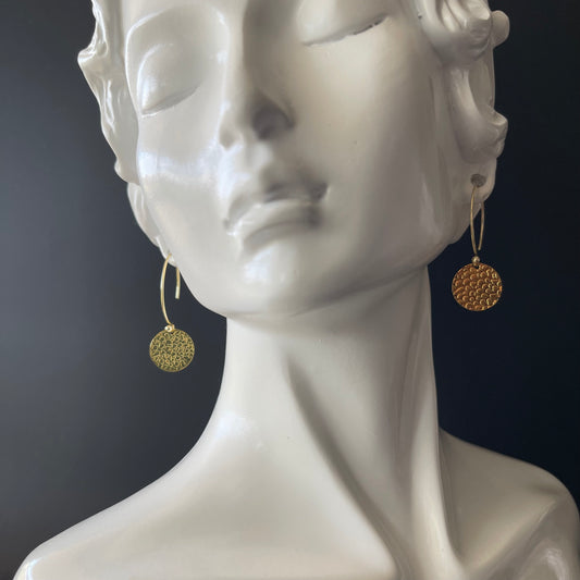 Drop Earrings Gold Disc