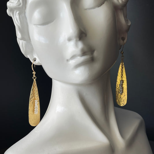 Dangle Earrings in Gold Color with Pearl Beads