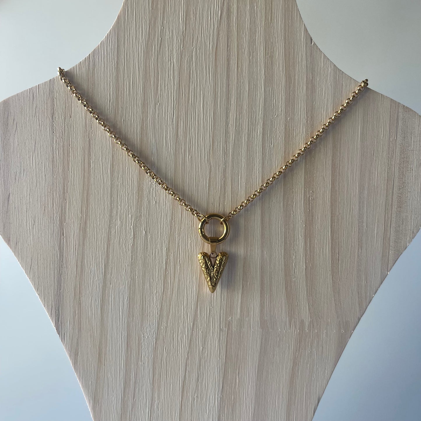 Gold Heart Pendant Necklace – 18" Stainless Steel Chain with Toggle Clasp