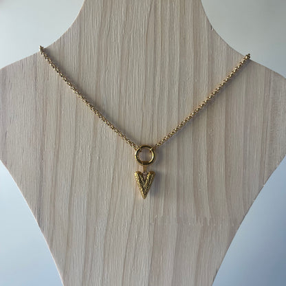 Gold Heart Pendant Necklace – 18" Stainless Steel Chain with Toggle Clasp