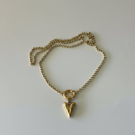 Gold Heart Pendant Necklace – 18" Stainless Steel Chain with Toggle Clasp