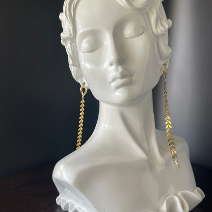 Gold Stainless Steel Plane Shape Earrings with Natural Pearl Accent