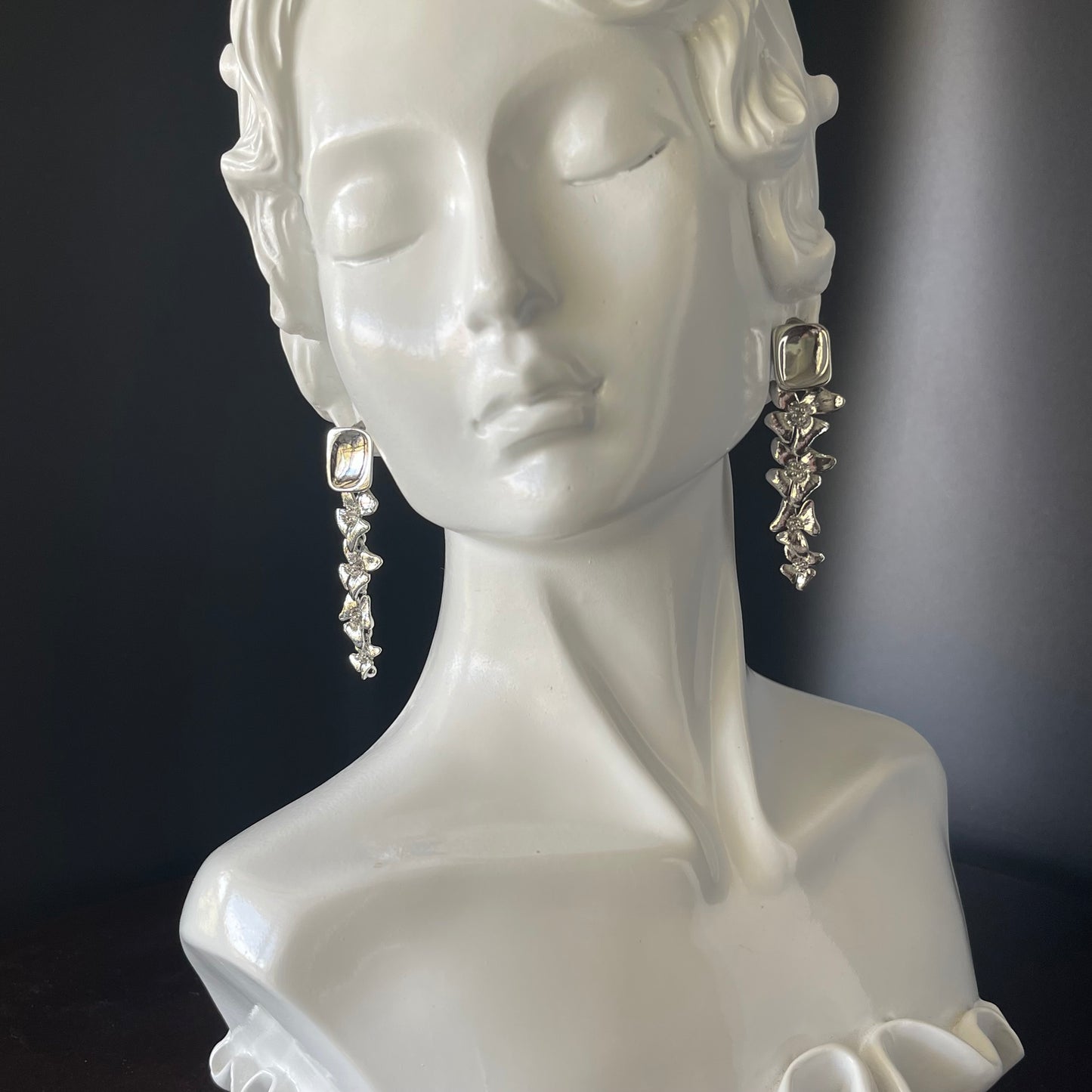 18K Gold Rhodium Plated Copper Flower Shape Earrings