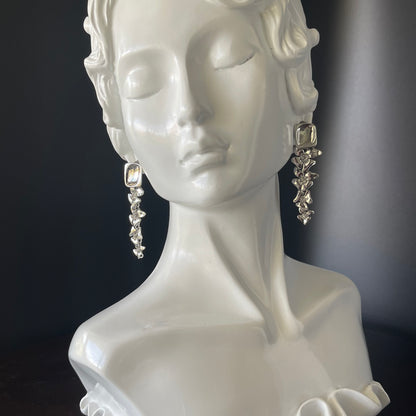 18K Gold Rhodium Plated Copper Flower Shape Earrings