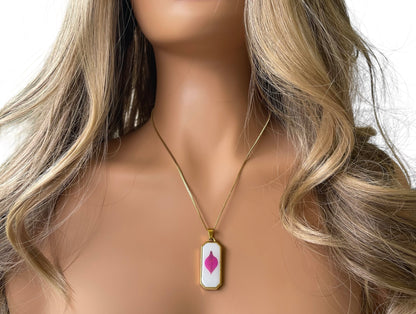 Resin encasing a pressed flower petal pendant necklace - Gold plated Stainless Steel, Purple petal