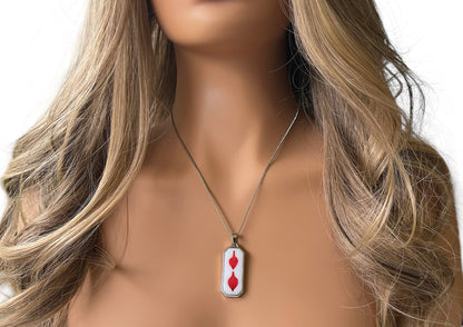 Resin encasing a pressed flower petal pendant necklace - Silver Stainless Steel, Pink petal