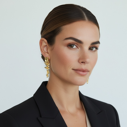 18K Gold Plated Copper Flower Shape Earrings