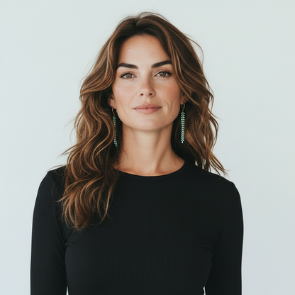 Gold Stainless Steel Plane Shape Seafoam Green Enamel Earrings