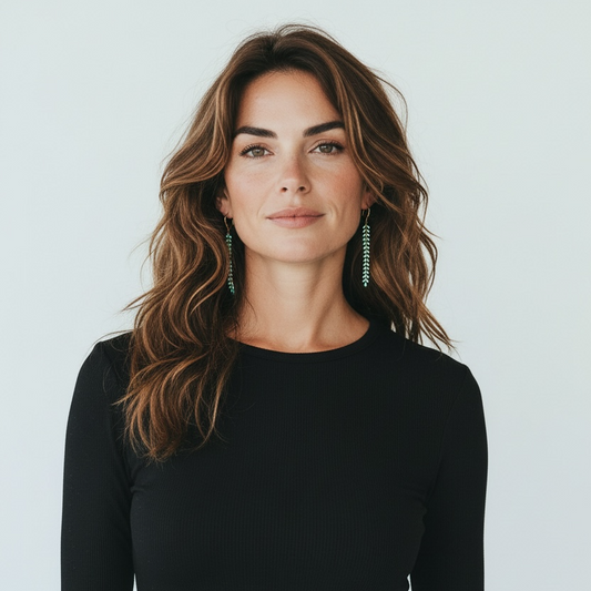 Gold Stainless Steel Plane Shape Seafoam Green Enamel Earrings