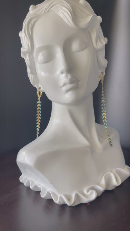 Gold Stainless Steel Plane Shape Seafoam Green Enamel Earrings