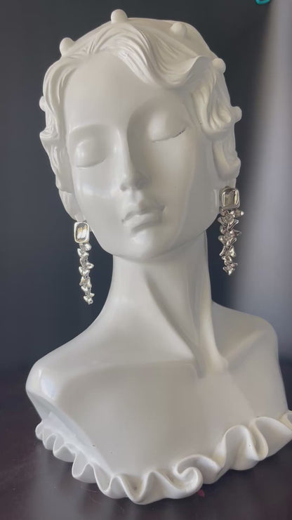 18K Gold Rhodium Plated Copper Flower Shape Earrings