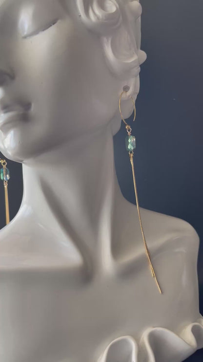 Dangle Earrings in Gold with Turquoise Beads