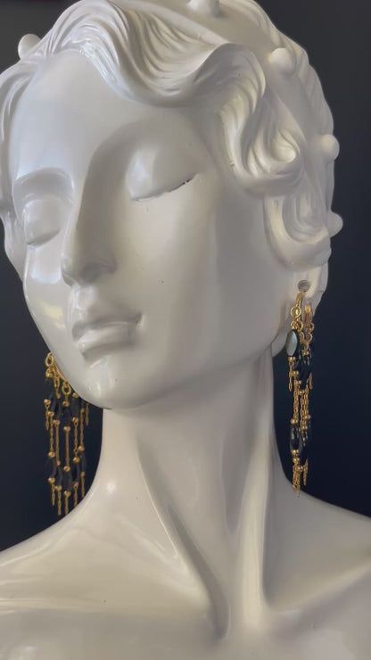 Gold Waterfall Earrings with Freshwater Pearls – Sophisticated Statement Dangle Jewelry