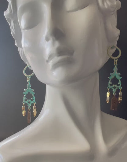 Chandelier Earrings in Teal