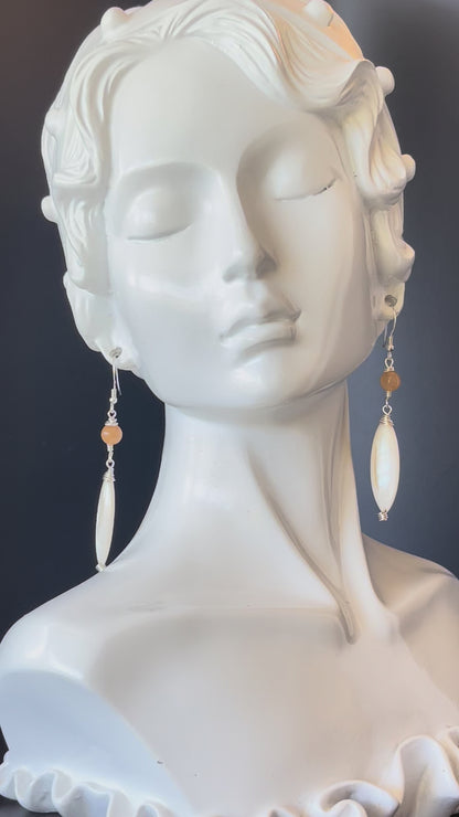 Dangle Boho Style Earrings in Silver Brown color Beads
