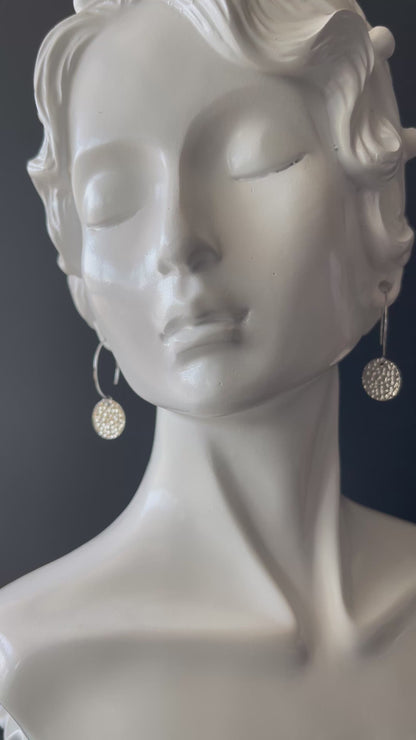 Drop Earrings Silver Disc