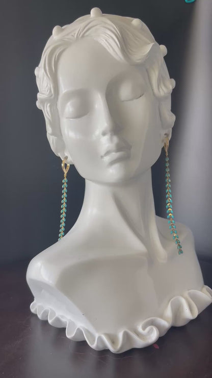 Gold Stainless Steel Plane Shape Teal Enamel Earrings