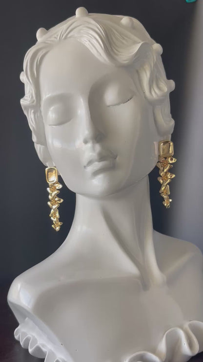 18K Gold Plated Copper Flower Shape Earrings