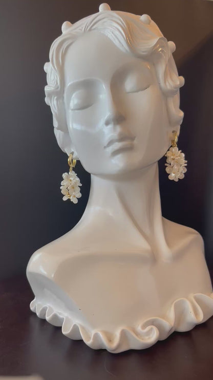 Elegant Flower Beads Earrings in Gold