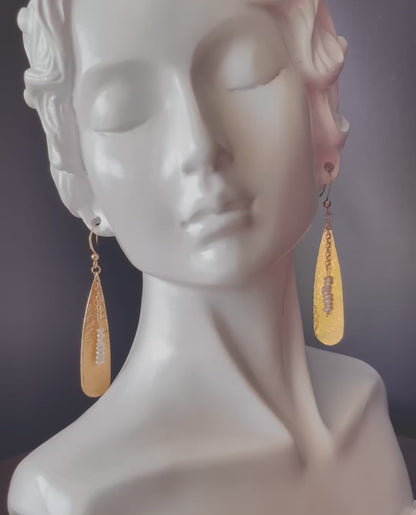 Dangle Earrings in Gold Color with Pearl Beads