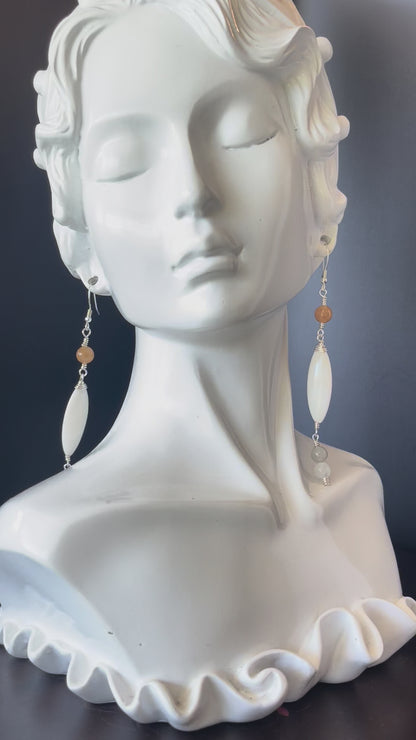 Dangle Boho Style Earrings in Silver mixed color Beads